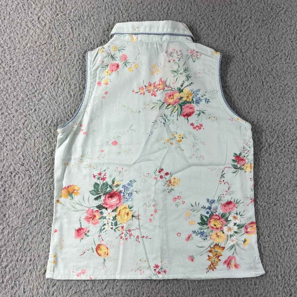 Ralph Lauren Pajama Set Girls Size 6 Mint‎ Green Floral Avignon Sleeveless Pants